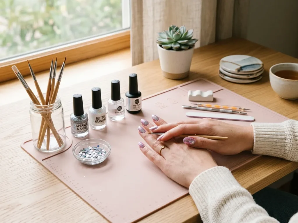 How to Apply Glitter Nails Without the Mess