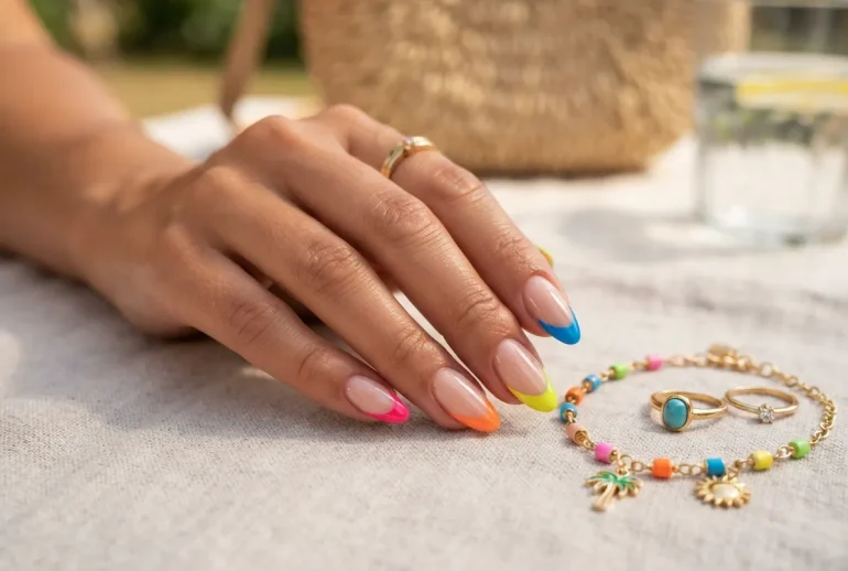 15 Bright French Tip Nails Perfect for July | Glamora Beauty